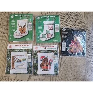 nmi Stitch N Hang Counted Cross Stitch Kits Lot Of 5 Kits Vintage New Mini USA